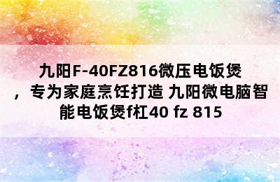 九阳F-40FZ816微压电饭煲，专为家庭烹饪打造 九阳微电脑智能电饭煲f杠40 fz 815